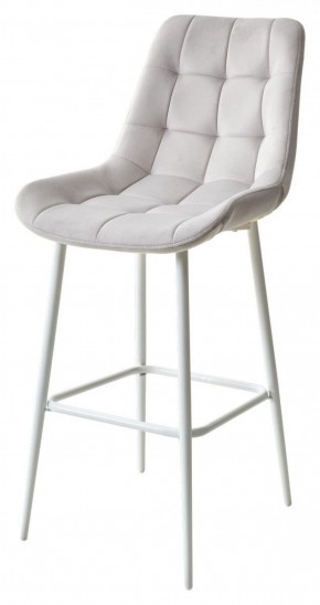 Барный стул ХОФМАН, цвет H-09 Светло-серый, велюр / белый каркас М-City в Сысерти - sysert.ok-mebel.com | фото 1