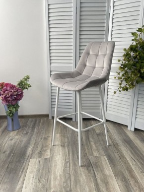 Барный стул ХОФМАН, цвет H-09 Светло-серый, велюр / белый каркас М-City в Сысерти - sysert.ok-mebel.com | фото 2