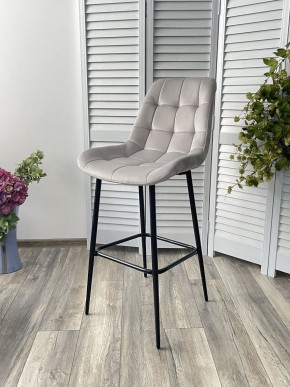 Барный стул ХОФМАН, цвет H-09 Светло-серый, велюр / черный каркас М-City в Сысерти - sysert.ok-mebel.com | фото 2