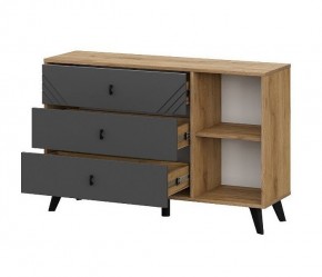 БАЙКАЛ Комод 3 ящика (со створкой) Графит/Дуб золотой в Сысерти - sysert.ok-mebel.com | фото 4