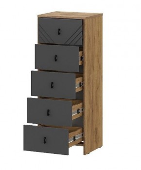 БАЙКАЛ Комод (5 ящиков) Графит/Дуб золотой в Сысерти - sysert.ok-mebel.com | фото 2