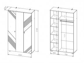 БАЙКАЛ Шкаф трехстворчатый (Графит/Дуб золотой) в Сысерти - sysert.ok-mebel.com | фото 3