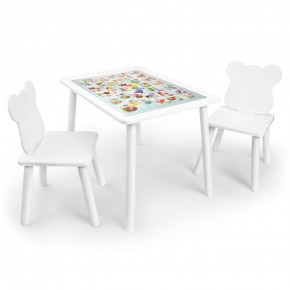 Детский комплект стол и два стула Мишка Rolti Baby с накладкой Алфавит (белая столешница/белое сиденье/белые ножки) в Сысерти - sysert.ok-mebel.com | фото