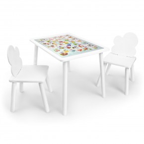 Детский комплект стол и два стула Облачко Rolti Baby с накладкой Алфавит (белая столешница/белое сиденье/белые ножки) в Сысерти - sysert.ok-mebel.com | фото