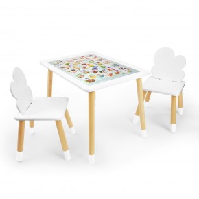 Детский комплект стол и два стула Облачко Rolti Baby с накладкой Алфавит (белая столешница/белое сиденье/береза ножки) в Сысерти - sysert.ok-mebel.com | фото