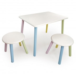 Детский комплект стол и два табурета круглых  (Белый, Белый, Цветной) в Сысерти - sysert.ok-mebel.com | фото