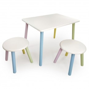 Детский комплект стол и два табурета круглых с накладкой Алфавит (Белый, Белый, Цветной) в Сысерти - sysert.ok-mebel.com | фото