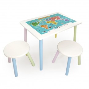 Детский комплект стол и два табурета круглых с накладкой Детский мир (Белый, Белый, Цветной) в Сысерти - sysert.ok-mebel.com | фото