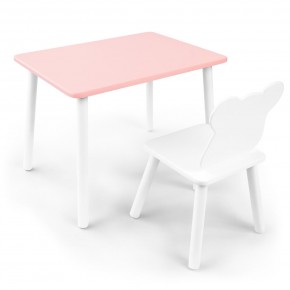 Детский комплект стол и стул «Мишка» Rolti Baby (розовый/белый, массив березы/мдф) в Сысерти - sysert.ok-mebel.com | фото