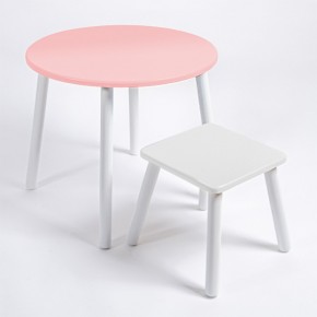 Детский комплект стол КРУГЛЫЙ  и табурет Rolti Baby (розовая столешница/белое сиденье/белые ножки) в Сысерти - sysert.ok-mebel.com | фото