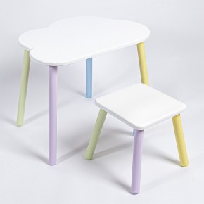 Детский комплект стол ОБЛАЧКО  и табурет Rolti Baby (белая столешница/белое сиденье/цветные ножки) в Сысерти - sysert.ok-mebel.com | фото