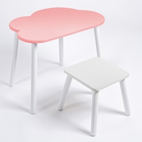 Детский комплект стол ОБЛАЧКО  и табурет Rolti Baby (розовая столешница/белое сиденье/белые ножки) в Сысерти - sysert.ok-mebel.com | фото