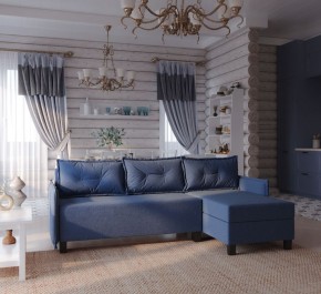 Диван-кровать угловой Киркас синий, ткань рогожка в Сысерти - sysert.ok-mebel.com | фото 2