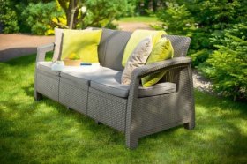 Диван пластиковый Корфу Макс (Corfu love seat max) капучино - песок в Сысерти - sysert.ok-mebel.com | фото 4