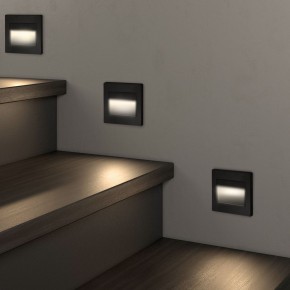 DK3050-BK Светильник встраиваемый в стену, IP 20, LED 3000, 1 Вт, черный пластик в Сысерти - sysert.ok-mebel.com | фото 3