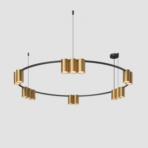 DK4067-BK+SG Подвесной светильник ORBIT, IP20, 15xGU10 LED, до 15 Вт, черный + сатинированное золото, алюминий в Сысерти - sysert.ok-mebel.com | фото