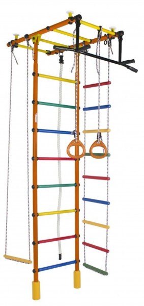 ДСК Атлант оранжевый радуга: турник, кольца, канат, трапеция, веревочная лестница в Сысерти - sysert.ok-mebel.com | фото