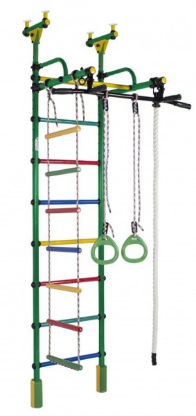 ДСК Жирафик цв.зеленый радуга: турник, кольца, канат, верёвочная лестница в Сысерти - sysert.ok-mebel.com | фото