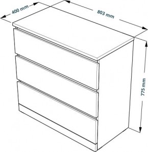 Комод Варма 3 с тремя выдвижными ящиками, цвет белый в Сысерти - sysert.ok-mebel.com | фото 4