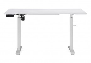 Компьютерный стол Маркос с механизмом подъема 140х80х75 белый / шагрень белая в Сысерти - sysert.ok-mebel.com | фото 3