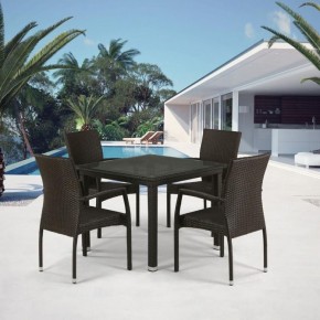 Комплект плетеной мебели T257A/YC379A-W53 Brown (4+1) + подушки на стульях в Сысерти - sysert.ok-mebel.com | фото