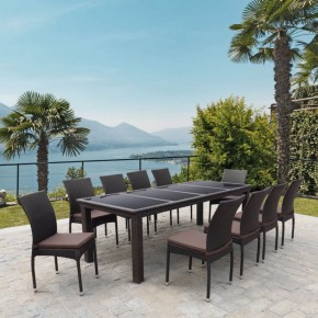 Комплект плетеной мебели T438/Y380A-W53 Brown (10+1) в Сысерти - sysert.ok-mebel.com | фото