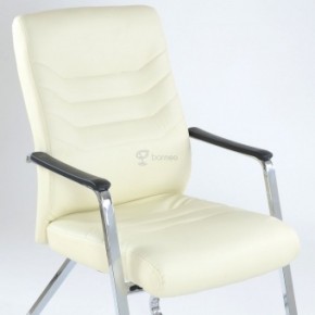 Кресло Barneo K-25 для посетителей и переговорных (хром, бежевая экокожа) в Сысерти - sysert.ok-mebel.com | фото 4