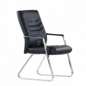 Кресло Barneo K-25 для посетителей и переговорных (хром, черная экокожа) в Сысерти - sysert.ok-mebel.com | фото