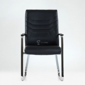 Кресло Barneo K-25 для посетителей и переговорных (хром, черная экокожа) в Сысерти - sysert.ok-mebel.com | фото 2