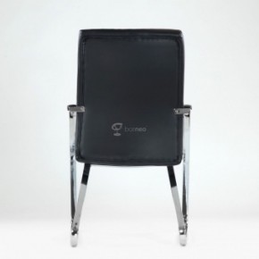 Кресло Barneo K-25 для посетителей и переговорных (хром, черная экокожа) в Сысерти - sysert.ok-mebel.com | фото 3