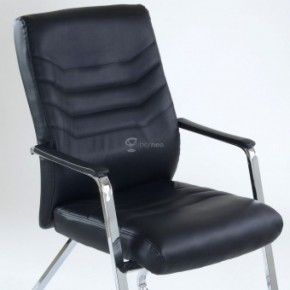 Кресло Barneo K-25 для посетителей и переговорных (хром, черная экокожа) в Сысерти - sysert.ok-mebel.com | фото 4
