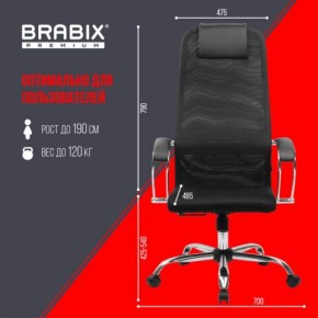 Кресло BRABIX PREMIUM "Ultimate EX-800" хром, плотная двойная сетка Х2, черное, 532911 в Сысерти - sysert.ok-mebel.com | фото 6