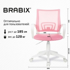 Кресло BRABIX "Fly MG-396W", с подлокотниками, пластик белый, сетка, розовое, 533008 в Сысерти - sysert.ok-mebel.com | фото 5