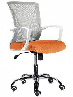 Кресло BRABIX "Wings MG-306", пластик белый, хром, сетка, серое/оранжевое, 532011 в Сысерти - sysert.ok-mebel.com | фото 1