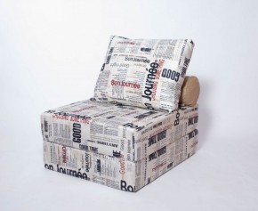 Кресло-кровать-пуф бескаркасное Прайм (Газета) в Сысерти - sysert.ok-mebel.com | фото 1