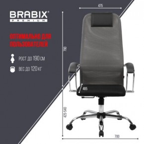 Кресло офисное BRABIX PREMIUM "Ultimate EX-800" хром, плотная двойная сетка Х2, черное/серое, 532912 в Сысерти - sysert.ok-mebel.com | фото 3