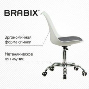 Кресло стул BRABIX "Eames MG-310 CH", хром, пластик белый, ткань серая, 532924 в Сысерти - sysert.ok-mebel.com | фото 5