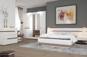 Кровать 160/TYP 92, LINATE ,цвет белый/сонома трюфель в Сысерти - sysert.ok-mebel.com | фото 3