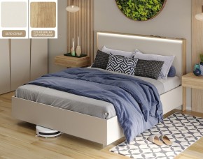 Кровать (Бело-серый U775 ST9/Дуб Небраска натуральный) 1400 в Сысерти - sysert.ok-mebel.com | фото