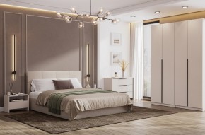 Кровать двойная №4 с основанием (Бежевый) в Сысерти - sysert.ok-mebel.com | фото 3