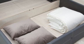 Кровать двойная Синди 160 + ортопед + ПМ + дно (арт. Марика 485 к/з (серый)) в Сысерти - sysert.ok-mebel.com | фото 4
