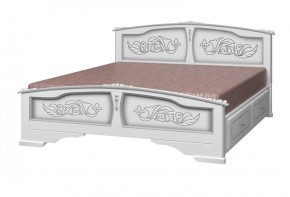 ЕЛЕНА Кровать из массива 1600 (Белый жемчуг) с 2-мя ящиками в Сысерти - sysert.ok-mebel.com | фото
