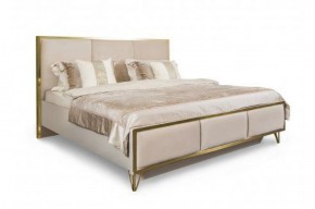 Кровать Lara 1600 с мягким изголовьем + основание (бежевый глянец) в Сысерти - sysert.ok-mebel.com | фото