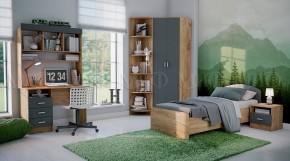 МАРТИНА Кровать 800 с настилом ЛДСП (Графит/Дуб крафт) в Сысерти - sysert.ok-mebel.com | фото 2
