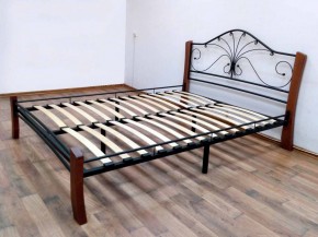 Кровать "Фортуна 4 ЛАЙТ" Черная (1400*2000) (ножки-махагон) с коваными элементами в Сысерти - sysert.ok-mebel.com | фото 3
