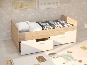 Кровать Умка К-001 + ящики (Дуб Сонома/Белый глянец) в Сысерти - sysert.ok-mebel.com | фото 1