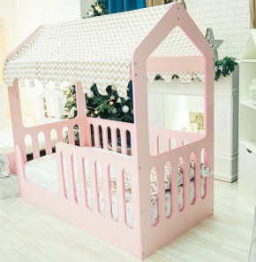 Кровать-домик без ящика 800*1600 (Розовый) в Сысерти - sysert.ok-mebel.com | фото 1