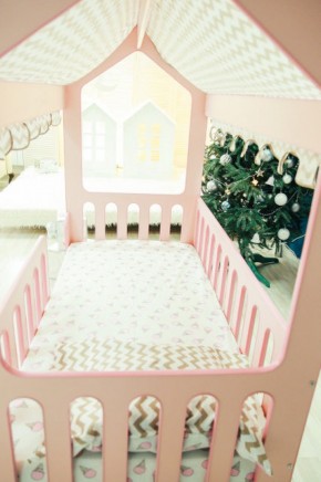 Кровать-домик без ящика 800*1600 (Розовый) в Сысерти - sysert.ok-mebel.com | фото 3