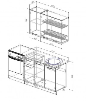 Кухонный гарнитур Антрацит 1200 (Стол. 26мм) в Сысерти - sysert.ok-mebel.com | фото 2