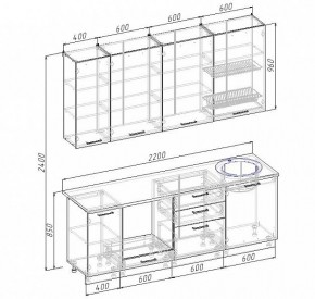 Кухонный гарнитур Антрацит 2200 (Стол. 26мм) в Сысерти - sysert.ok-mebel.com | фото 3